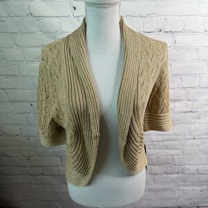 NYGARD Vintage Lurex Gold Shrug Cardigan Large Petite NWT